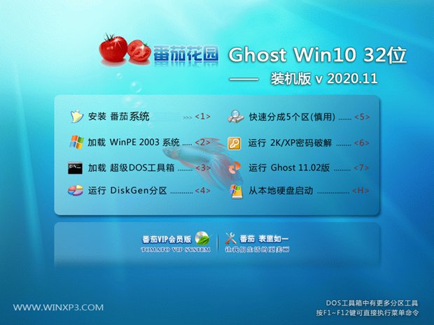 番茄花园Win10 快速装机版 v2020.11(32位)